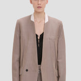 Collarless Jacket In Limestone