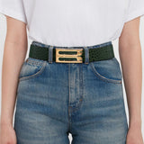 Jumbo Dorian Belt In Dark Forest Croc Embossed Leather