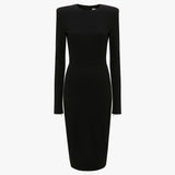 Long Sleeve Fitted T-Shirt Dress In Black