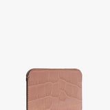 Envelope Card Holder In Blush Pink Croc Embossed Leather