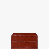 Envelope Card Holder In Brick Red Croc Embossed Leather