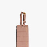 Luggage Tag In Blush Pink Croc Embossed Leather