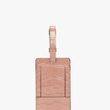 Luggage Tag In Blush Pink Croc Embossed Leather