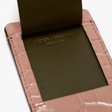 Luggage Tag In Blush Pink Croc Embossed Leather