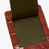 Luggage Tag In Brick Red Croc Embossed Leather