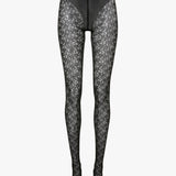 Monogram Lace Tights In Black