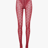 Monogram Lace Tights In Red