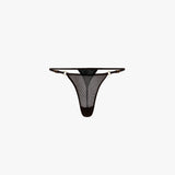 Sequin Mesh Thong In Black