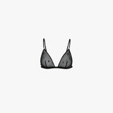 Sequin Detail Mesh Bra In Black