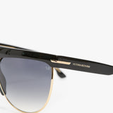 Sculpted Metal And Acetate Sunglasses With Flat Top