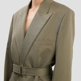 Belted Tailored Jacket In Sage Melange