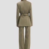 Belted Tailored Jacket In Sage Melange