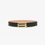 Jumbo Dorian Belt In Dark Forest Croc Embossed Leather