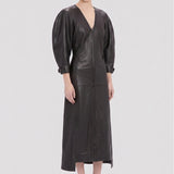 Dolman Leather Dress In Dark Brown