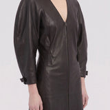 Dolman Leather Dress In Dark Brown