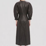 Dolman Leather Dress In Dark Brown