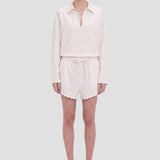 Embroidered Short In White