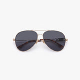 Fine Metal Pilot Sunglasses In Gold Black
