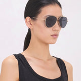 Fine Metal Pilot Sunglasses In Gold Black