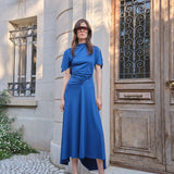 Blousey Midi Dress In Blue